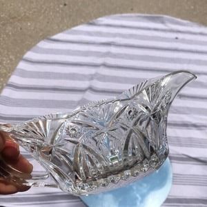 Mint Crystal Cut Gravy Boat, Cristal d'Arques-Durand Vincennes, French